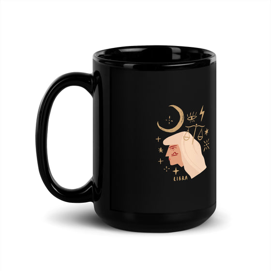 Libra Zodiac Sign Black Glossy Mug