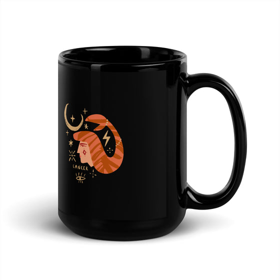 Cancer Zodiac Sign Black Glossy Mug