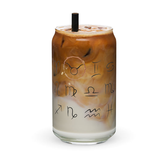 Taurus Zodiac Sign Iced Coffee Can Shaped Glass 16oz.